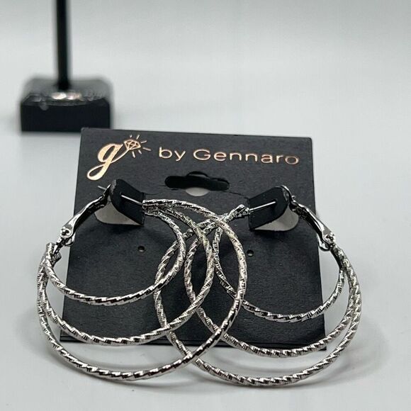 Silver Duo Circle G by Gennaro Earrings - Picture 3 of 6